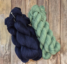 Load image into Gallery viewer, Fibonacci Cowl Set - Night Drop &amp; Mellow (Sphinx Sport 5ply) (Dyed as Ordered if Not in Stock)
