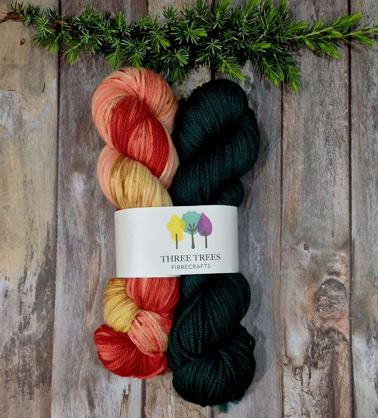 Perfect Pairing - Cranberry Swirl & Forest Green (Baa-Ram-Ewe 8ply DK - SW Merino)