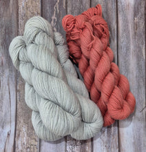 Load image into Gallery viewer, Fibonacci Cowl Set - Pluviophile &amp; Dark Salmon (Sphinx Sport 5ply) (Dyed as Ordered if Not in Stock)
