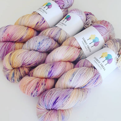 Three Trees Fibre Crafts Indie Dyed Hand Dyed 4ply Sock Superwash Merino Variegated Butterfly Kisses